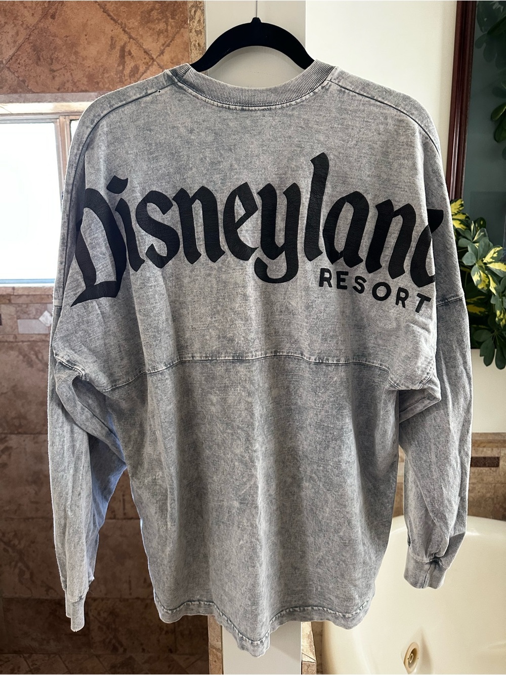 Disneyland Resort Spirit Jersey Gray Acid Washed Long-Sleeve Pullover Shirt M